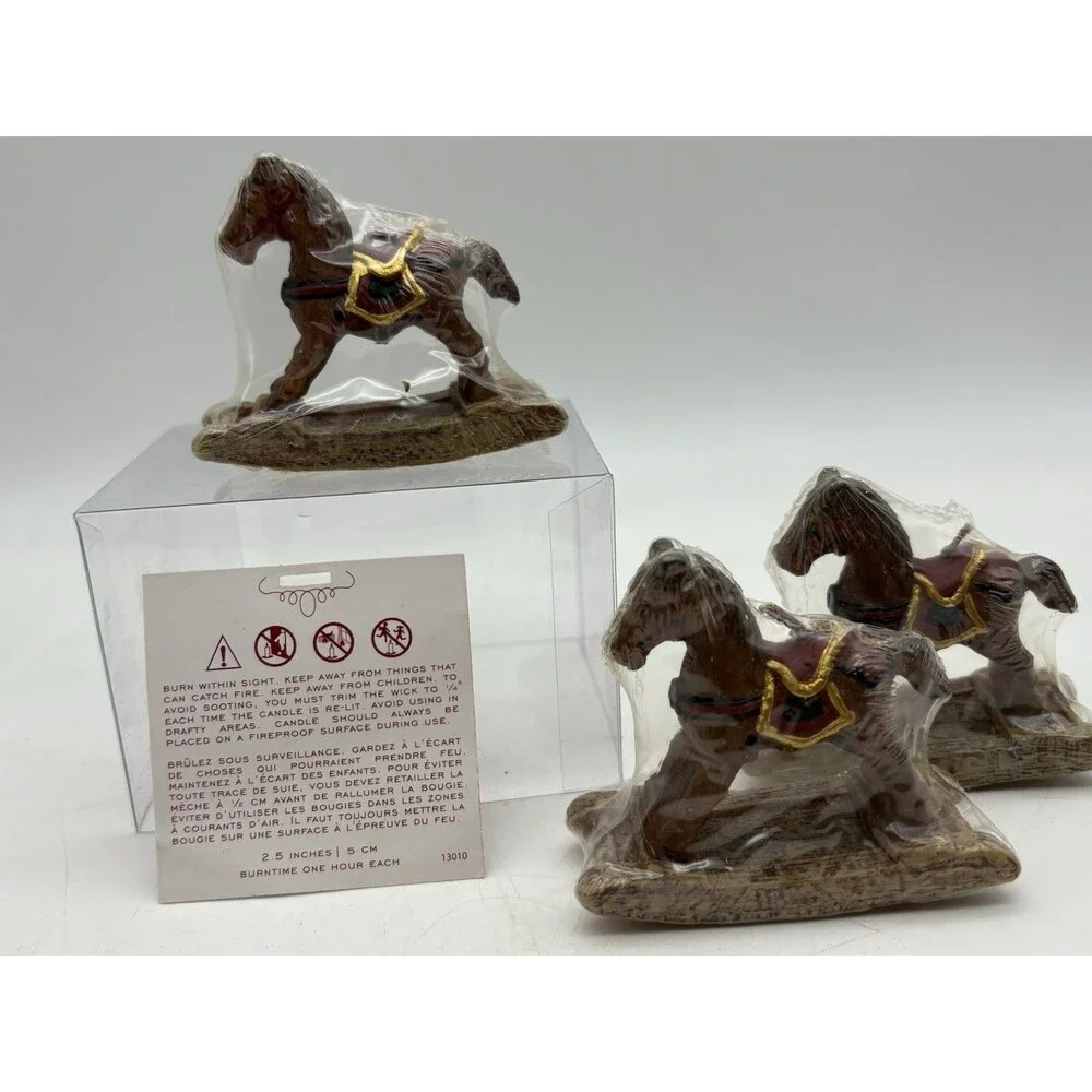 Pottery Barn Mini Rocking horse Shaped Candles Decorative Set 3 RARE FIND